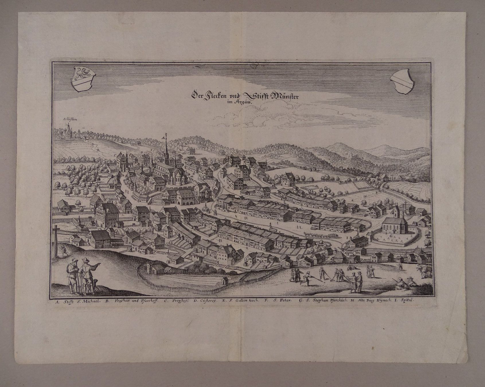 Incisioni: BEROMÜNSTER, KUPFERSTICH 1654 – Usato da Grüningen venduto da Kartensammler 1