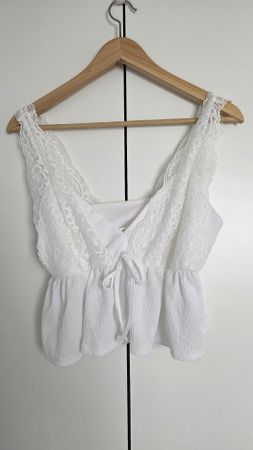Bauchfreies Top Weiss Gr. L