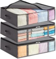Unterbett Aufbewahrungsbox 3er Set 40L mit Deckel Grau
