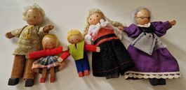 Biegepuppen Familie Profound, 50-er Jahre, Vintage, rar