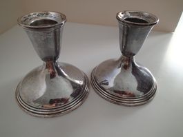 alte Kerzenständer versilbert        Höhe 8 cm