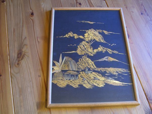 Poster & Bilder: 2 asiatische Bilder Stroh-Handwerkskunst – Gebraucht aus Winterthur von Gaia 2