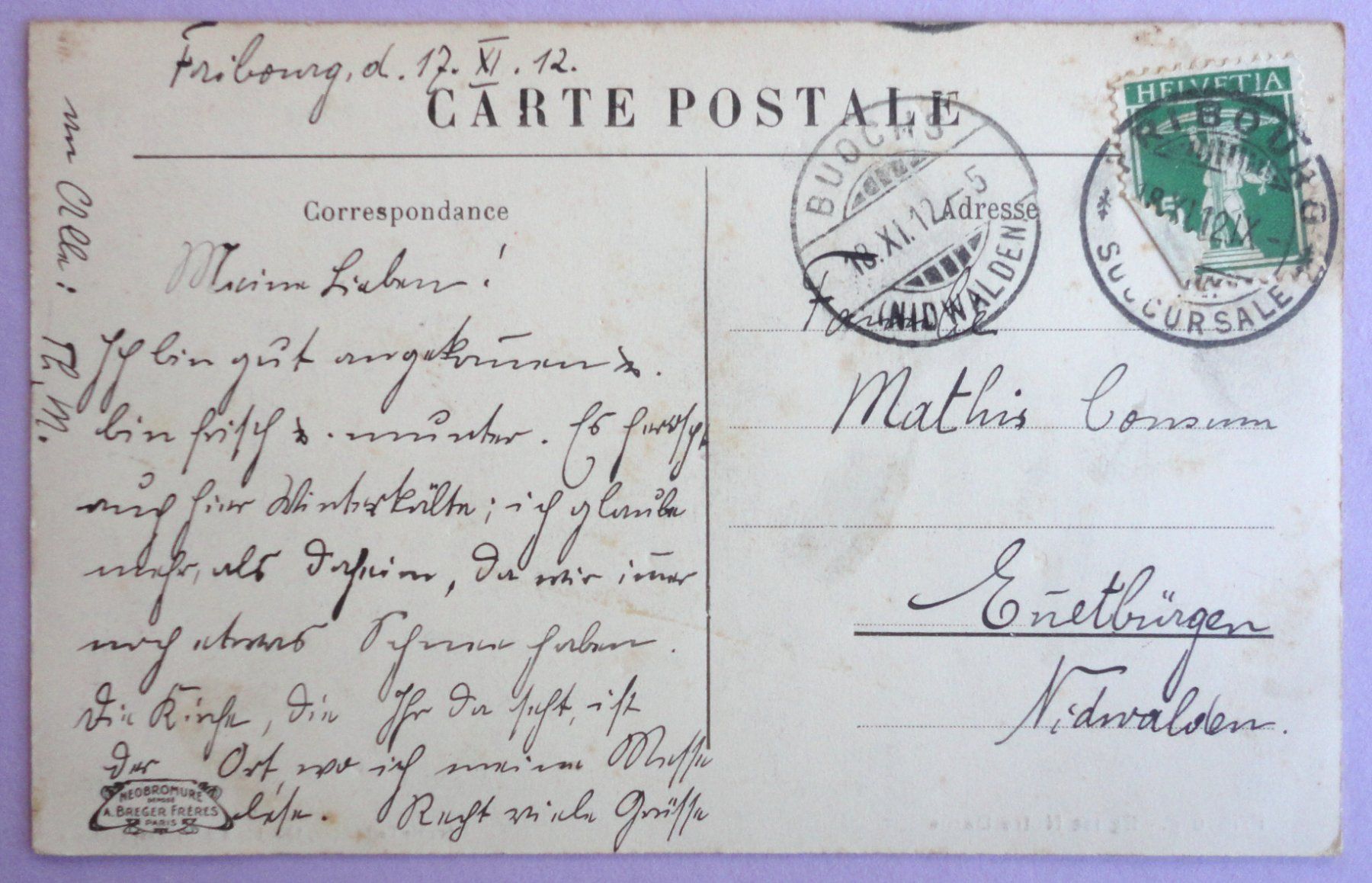 Cartoline postali: Fribourg - Eglise Notre-Dame – Difettoso da Fétigny venduto da Billy2miny 1