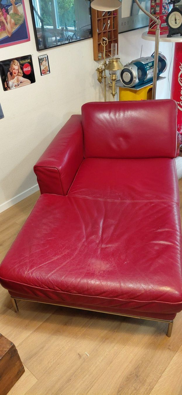 Ikea Sedie a sdraio: Rotes Leder Chaiselongue Loungesessel – Usato da Adliswil venduto da bet_h6bv 1