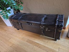 Truhe braun Lederoptik Vintage