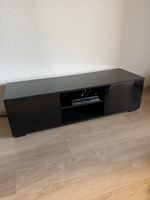 Schwarzes TV Board 120 cm breit mit Türen & Fächern