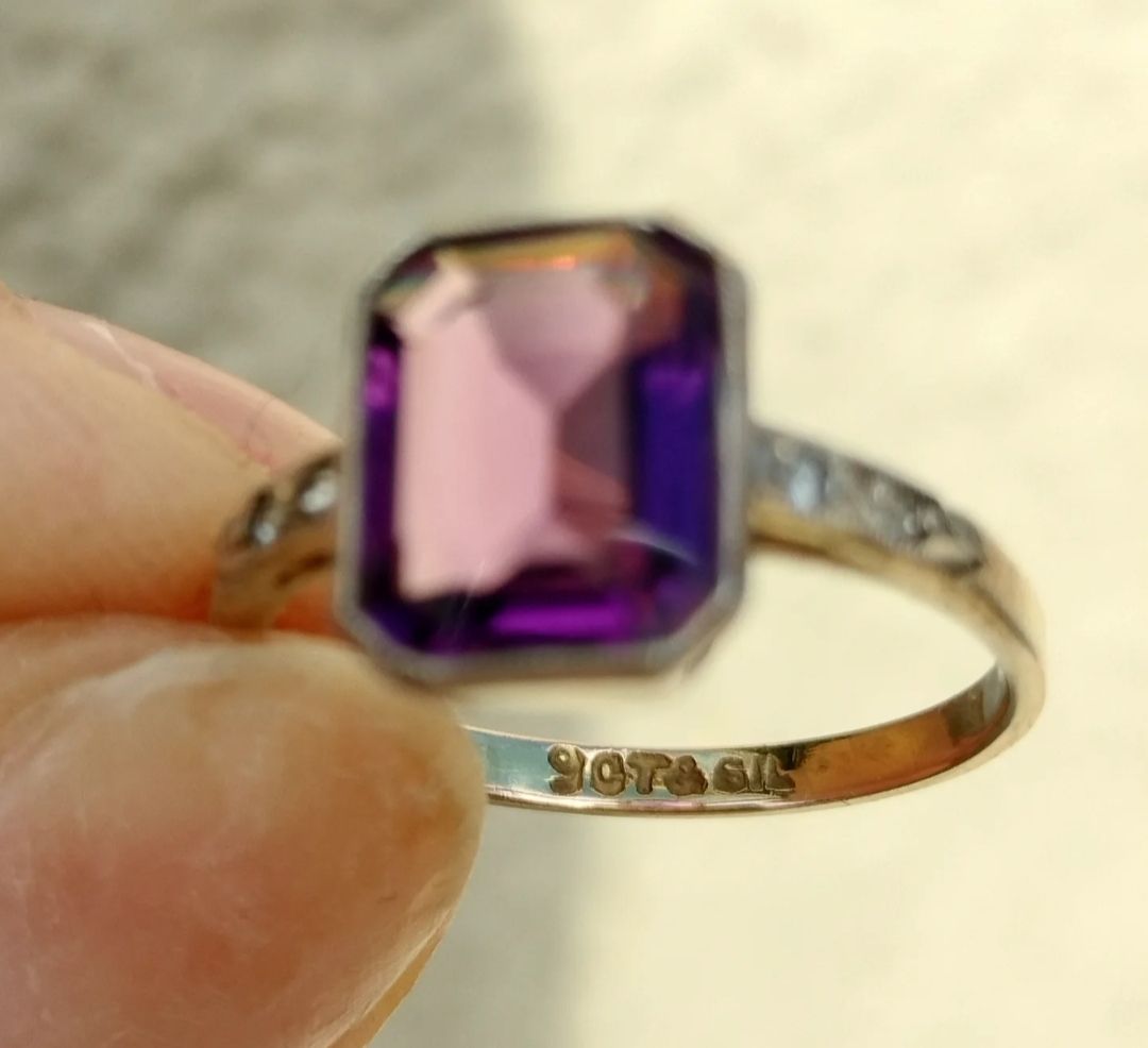 Anelli: Antiker Ring Amethyst Paste Gold 9ct 333 – Usato da schwyz venduto da larry91sz 6