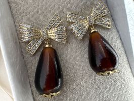 Elegante Ohrringe mit Schleife, S925/Murano Glas/Zircon Neu!