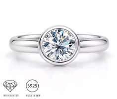 Bague argent avec diamant de moissanite de 3 ct certifié GRA