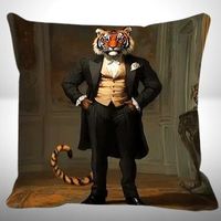 🐯🎩 Tiger im Anzug – Deko Kissenhülle 45x45 cm 🎩🐯
