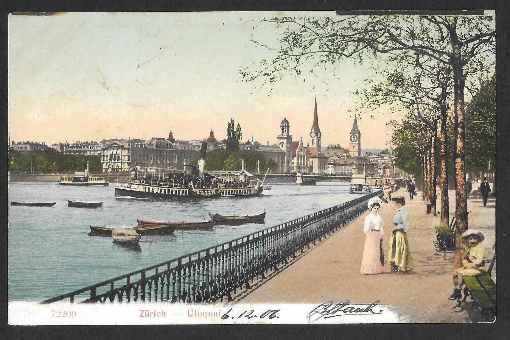 Cartoline postali: Zürich Utoquai mit Dampfschiff Speer – Usato da Olten venduto da clotaldi