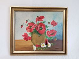 Blumen Bild, Blumen Gemälde, Blumen, Marcelli, Signirtes Bil