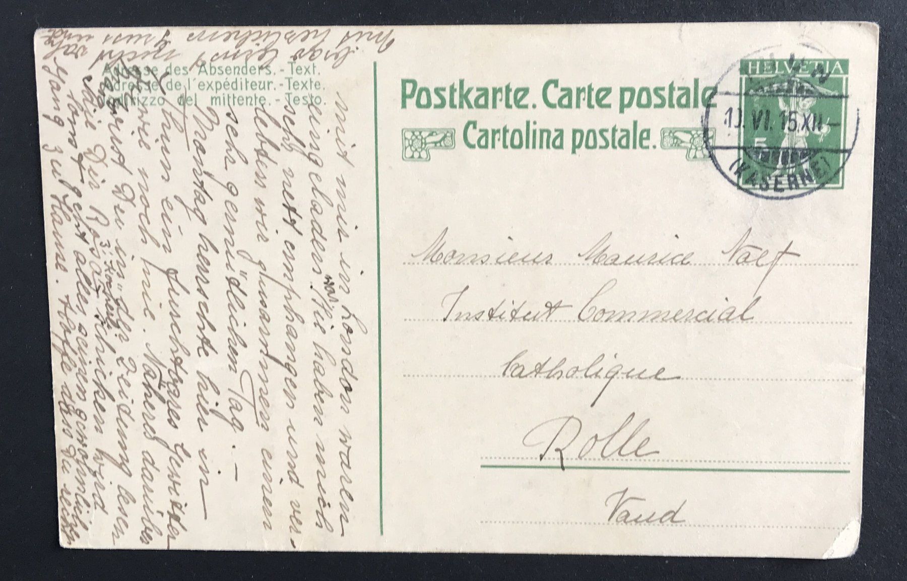Tutti i francobolli: POSTKARTE 1915 – Usato da Ostermundigen venduto da Kari1937