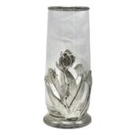 Ancienne Vase autrichienne en verre soufflé et étain 95%