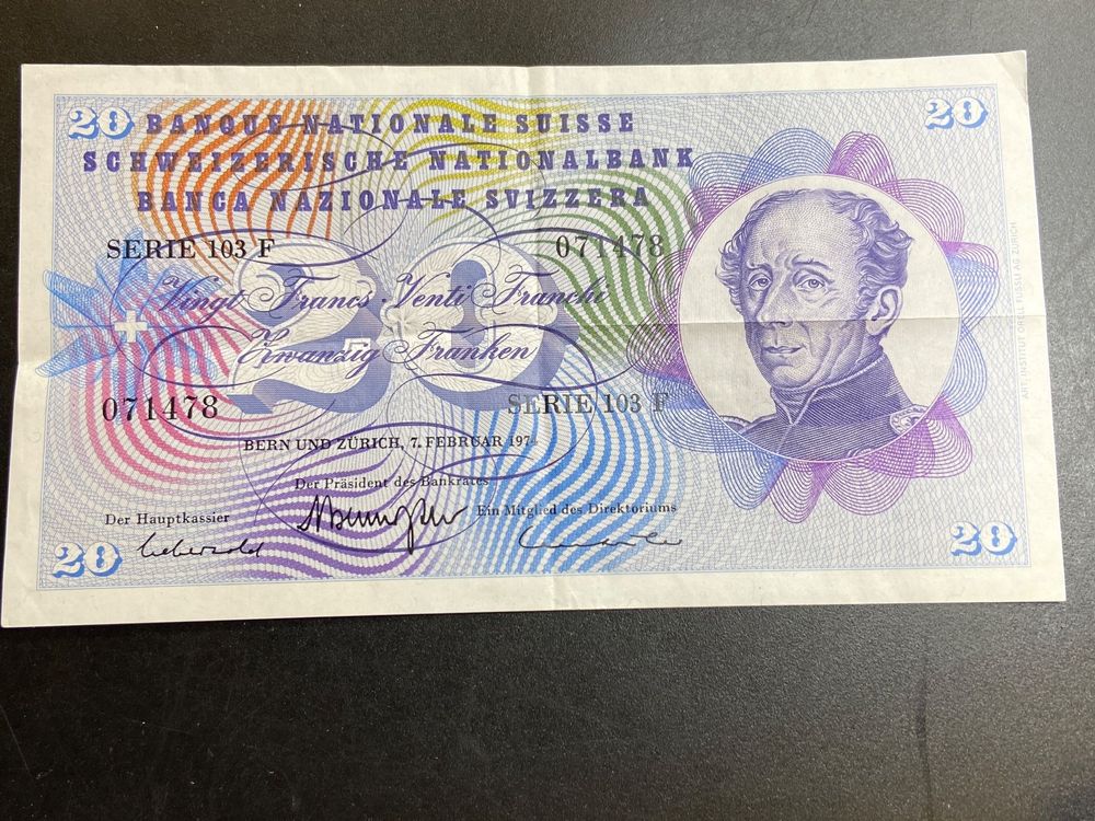 20 Fr.-Note Schweiz 1974 | Kaufen auf Ricardo