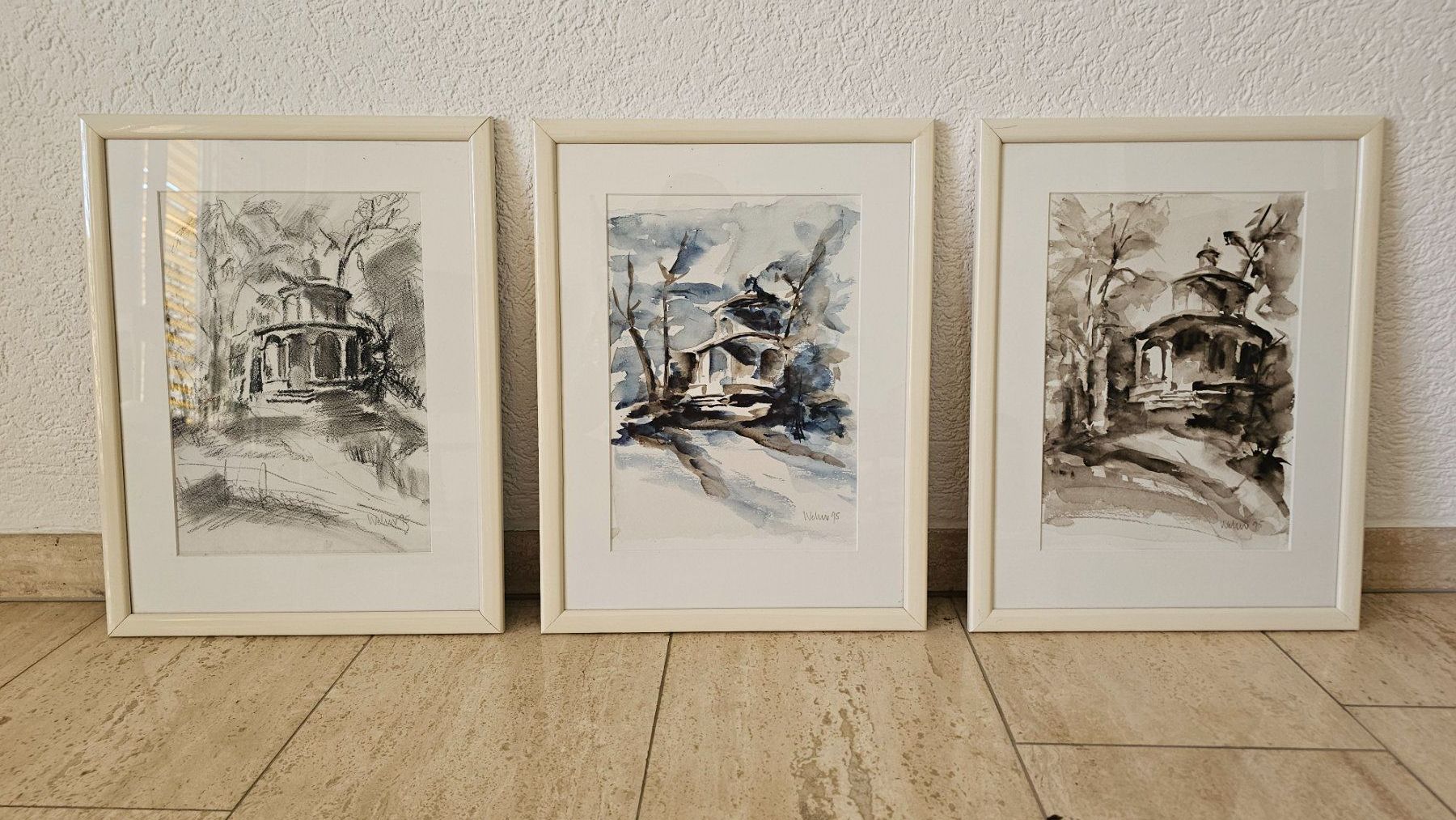 Dipinti: Bildertrio "Pavillon" - je 43 x 22 cm – Usato da Sugiez venduto da Elyriah