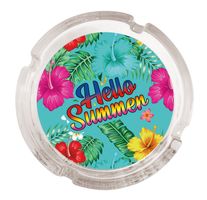Aschenbecher rund aus Glas Design: Hello Summer (600064)