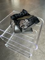 Stylish Black Croco Belt with Rose Buckle - New!
