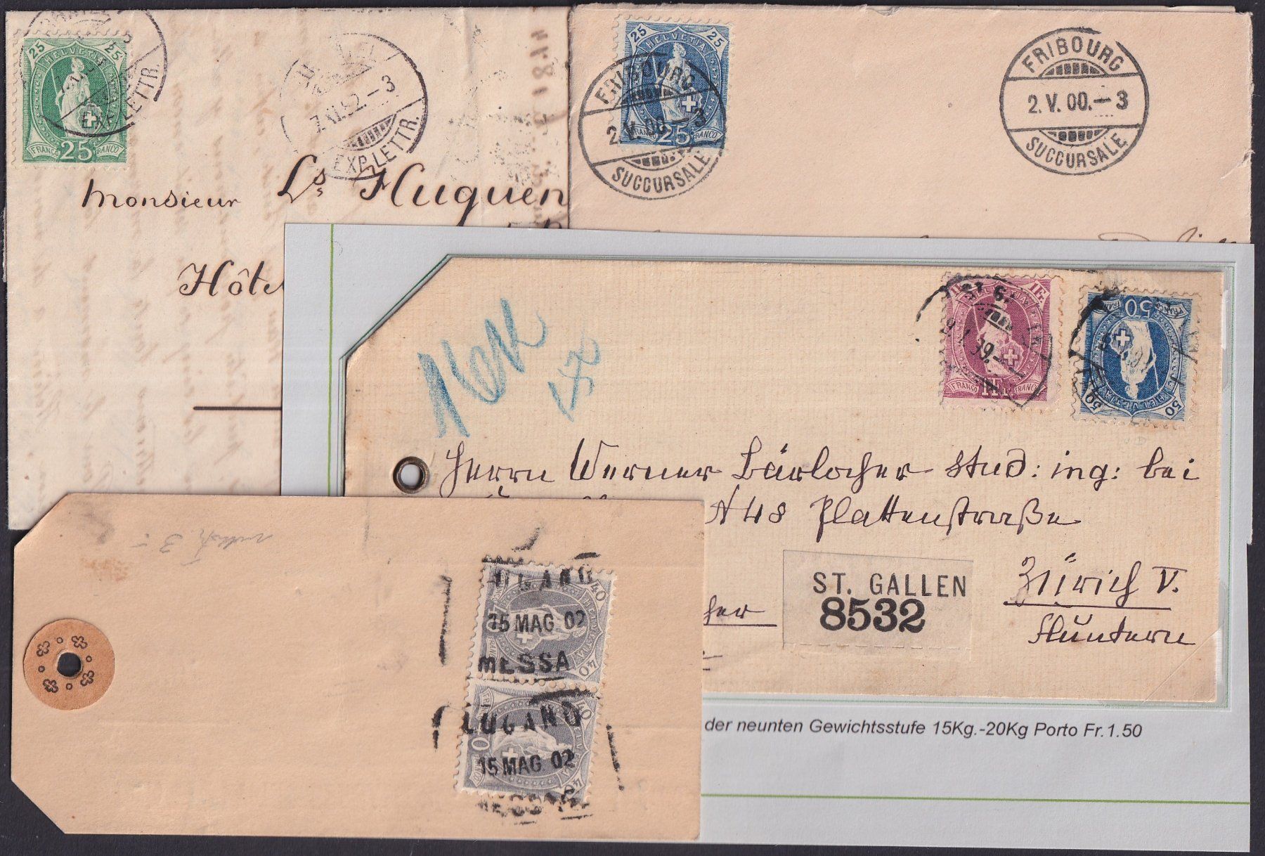 Tutti i francobolli: 1884-1908, 71 Briefe "Stehende Helvetia", gute Fundgrube! – Usato da Sursee venduto da Luzernerraute