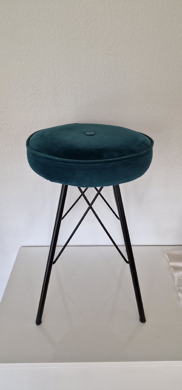 Hocker: 2er Set Barhocker, Petrol Samt – Gebraucht aus Zürich von Abrar123 4