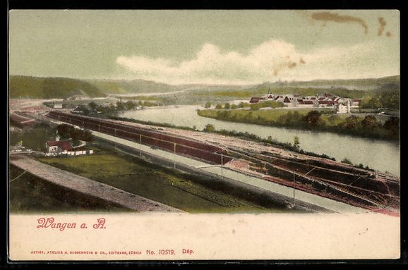 Cartoline postali: AK Wangen a. A., Bahnhof und Aare – Usato da Berlin venduto da bartko-reher
