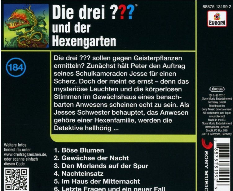 CD: Die drei ???  184/und der Hexengarten CD – Nuovo e nell'imballaggio originale da Männedorf venduto da Molum 1