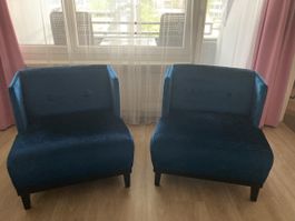Sessel Samt dunkelblau gut erhalten Paar