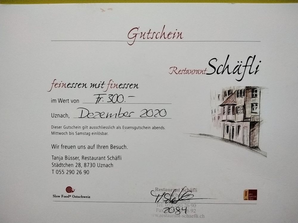 RESTAURANT GUTSCHEIN Feinessen mit Finessen! | Kaufen auf Ricardo