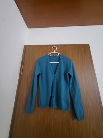 Cardigan Benetton en laine turquoise, Taille XS, Chic!