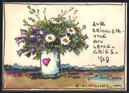 Handgemalt sign. Carl O. Arends: Gries, 