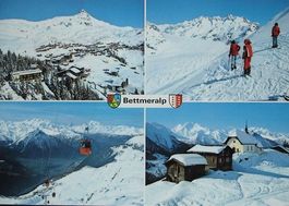 2x AK BETTMERALP im Winter - Gondelbahn - Skifahrer