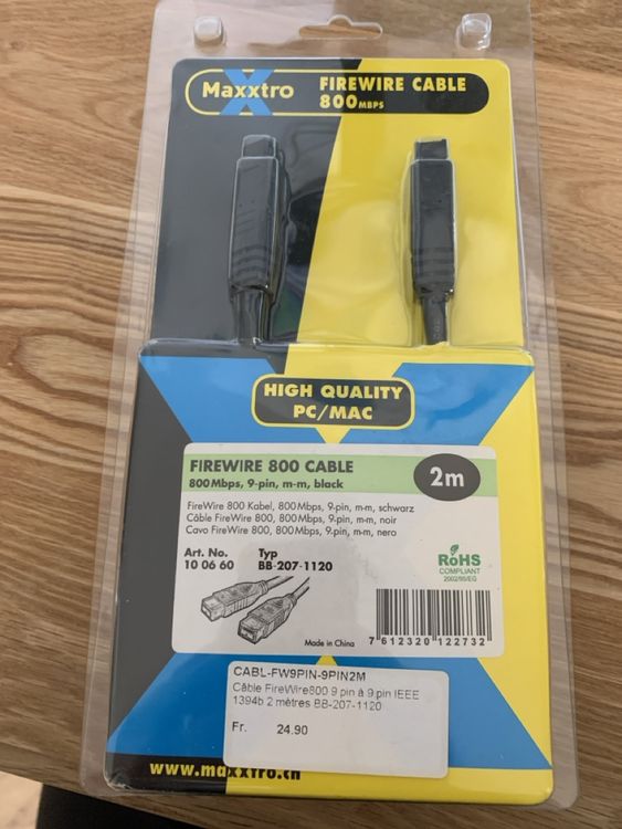 Firewire cable 800mbps 2m (Neu (gemäss Beschreibung)) in Chardonne für ...