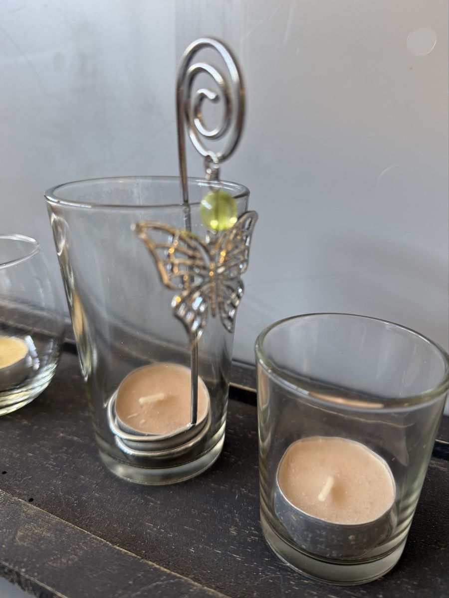 Tutte le decorazioni: Windlicht-Set mit 4 Gläsern, Holztablett, Herbstdeko – Nuovo (secondo la descrizione) da Oberägeri venduto da eladiel 1