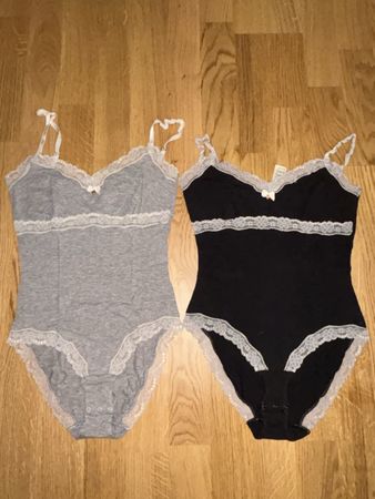 2 Skiny Bodys grau und schwarz Grösse S 36