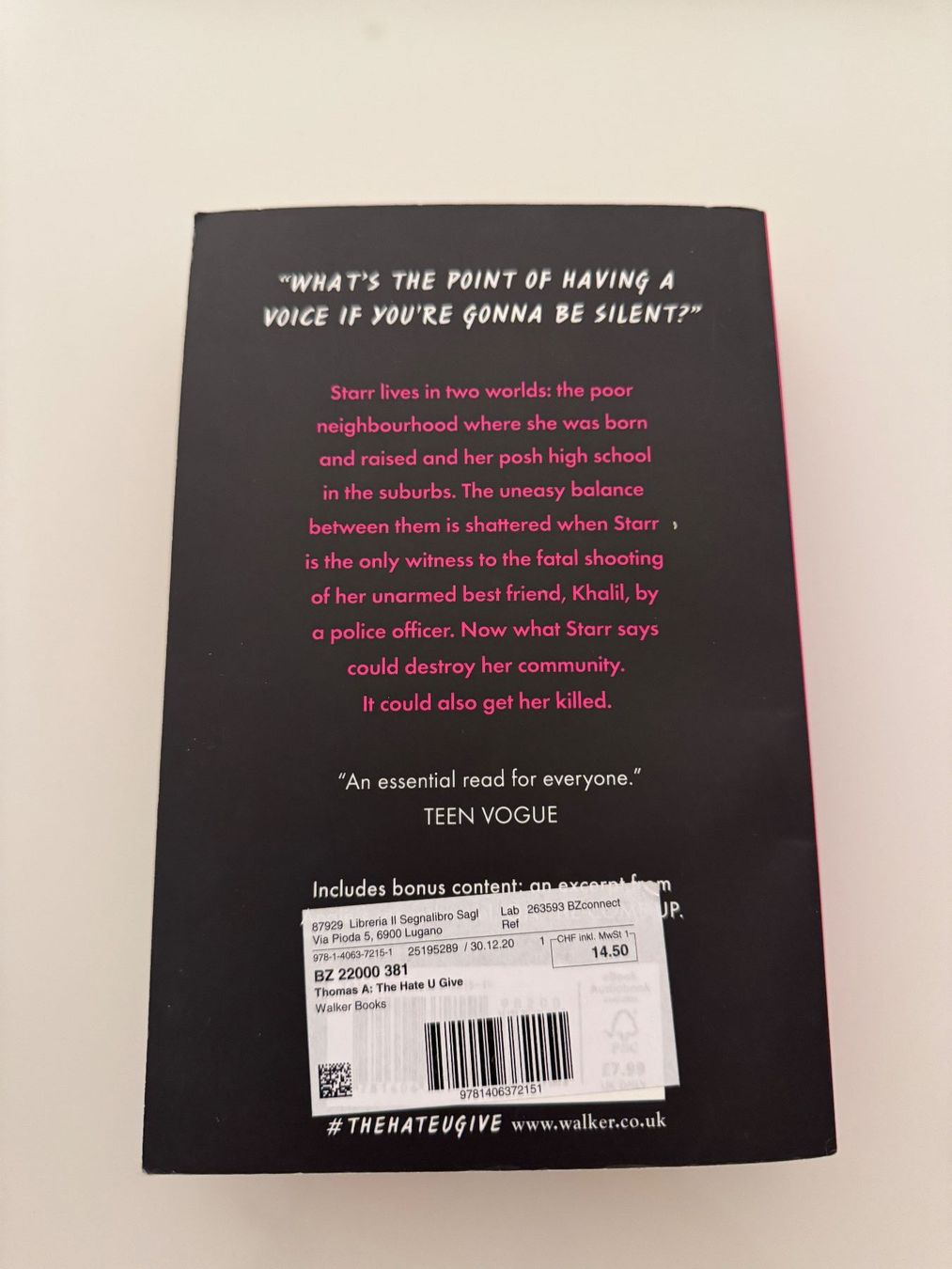 Livres: The Hate U Give – Angie Thomas – D'occasion à Dietikon par Julia.obers 2