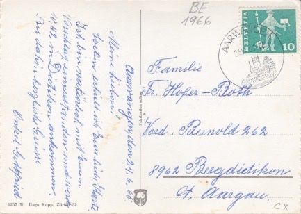 Cartoline postali: AARWANGEN - Alte Ansichtskarte mit 4 Bilder. 1966 – Usato da Schlieren venduto da Rapaelli 1