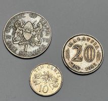 Lot de 3 vieilles pièces de collection Kenya Malaisie Singap