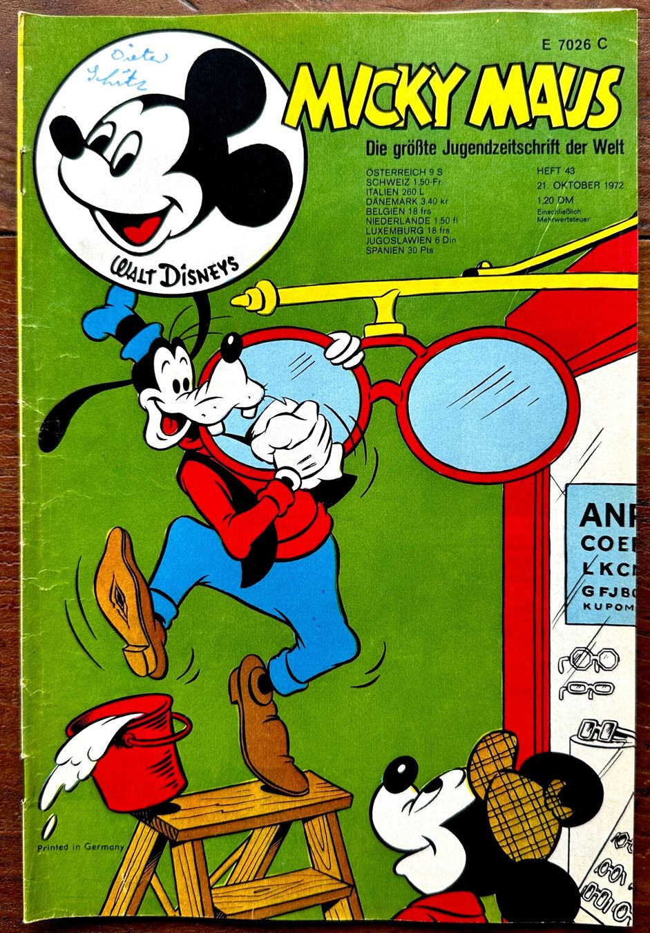 Comics: Micky Maus Nr. 43   21.10.1972, hunderte Comics ab 1.- – Gebraucht aus Seltisberg von quadartswiss