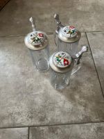 3 Bierkrüge Glas Zinn Deckel 