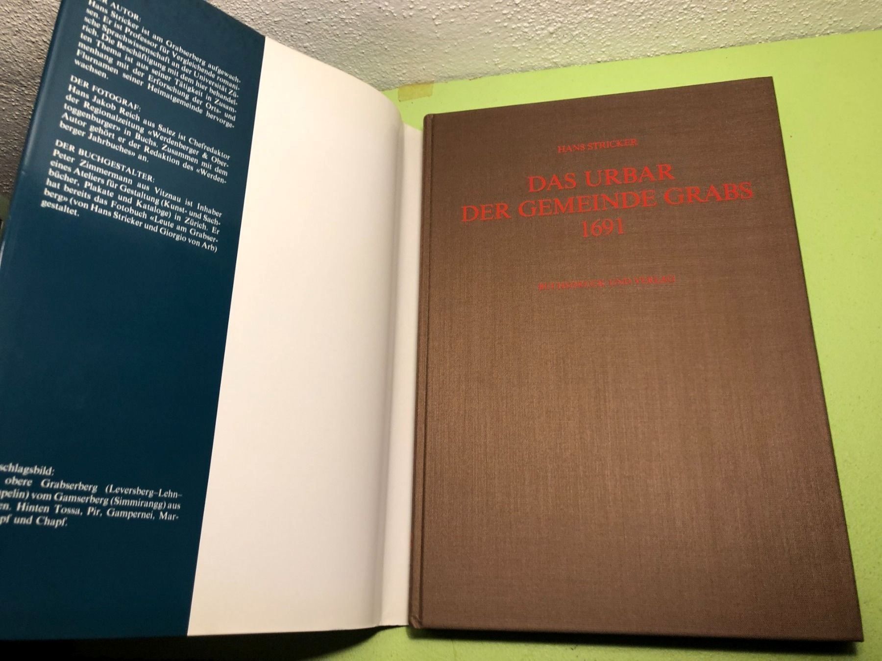 Libri: Stricker: Das Urbar der Gemeinde Grabs – Usato da Zürich venduto da allp 1