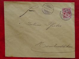 1887: 61A auf BAHNPOST-Brief +rs PRESSANT nach HOMBRECHTIKON
