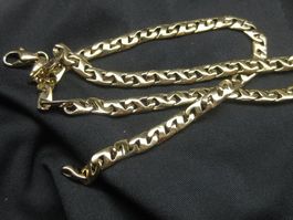 Kette Panzer-Stegkette Silber 925 vergoldet / 40.5 cm/19.53g