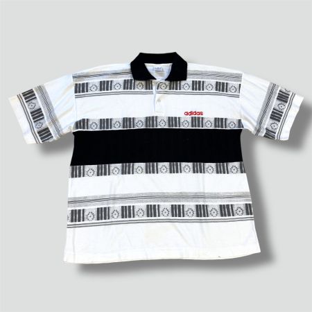Adidas vintage striped pattern poloshirt XL retro sport