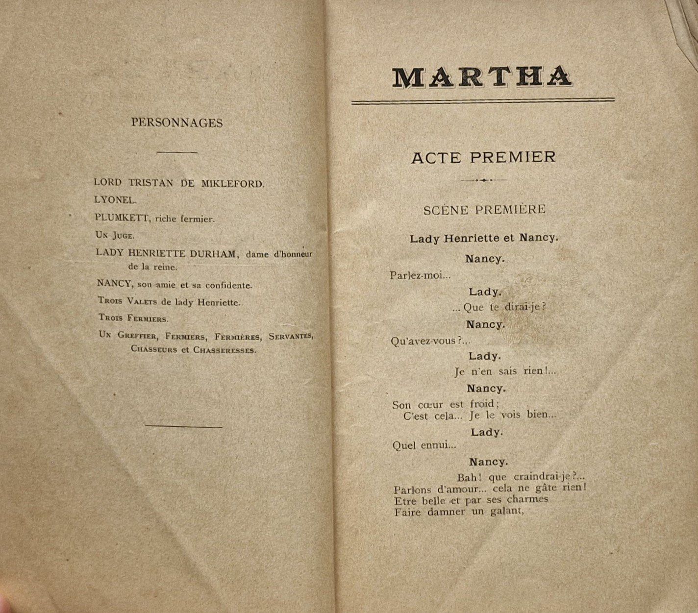Théatre de Fribourg (1904): Opéra MARTHA de Flotow (D'occasion) à Bern ...