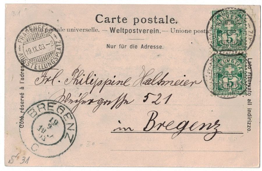 Cartoline postali: Frauenfeld, Kirche, gelaufen 1903 – Usato da Frauenfeld venduto da POML 1