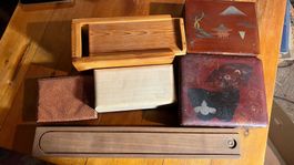 Lot de 6 boites Kaste bois ancien vintage