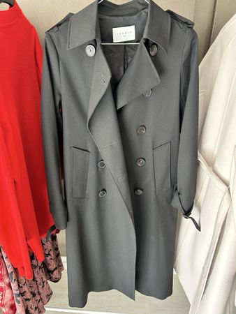 Trench coat Sandro noir, taille 36, en laine mélangée