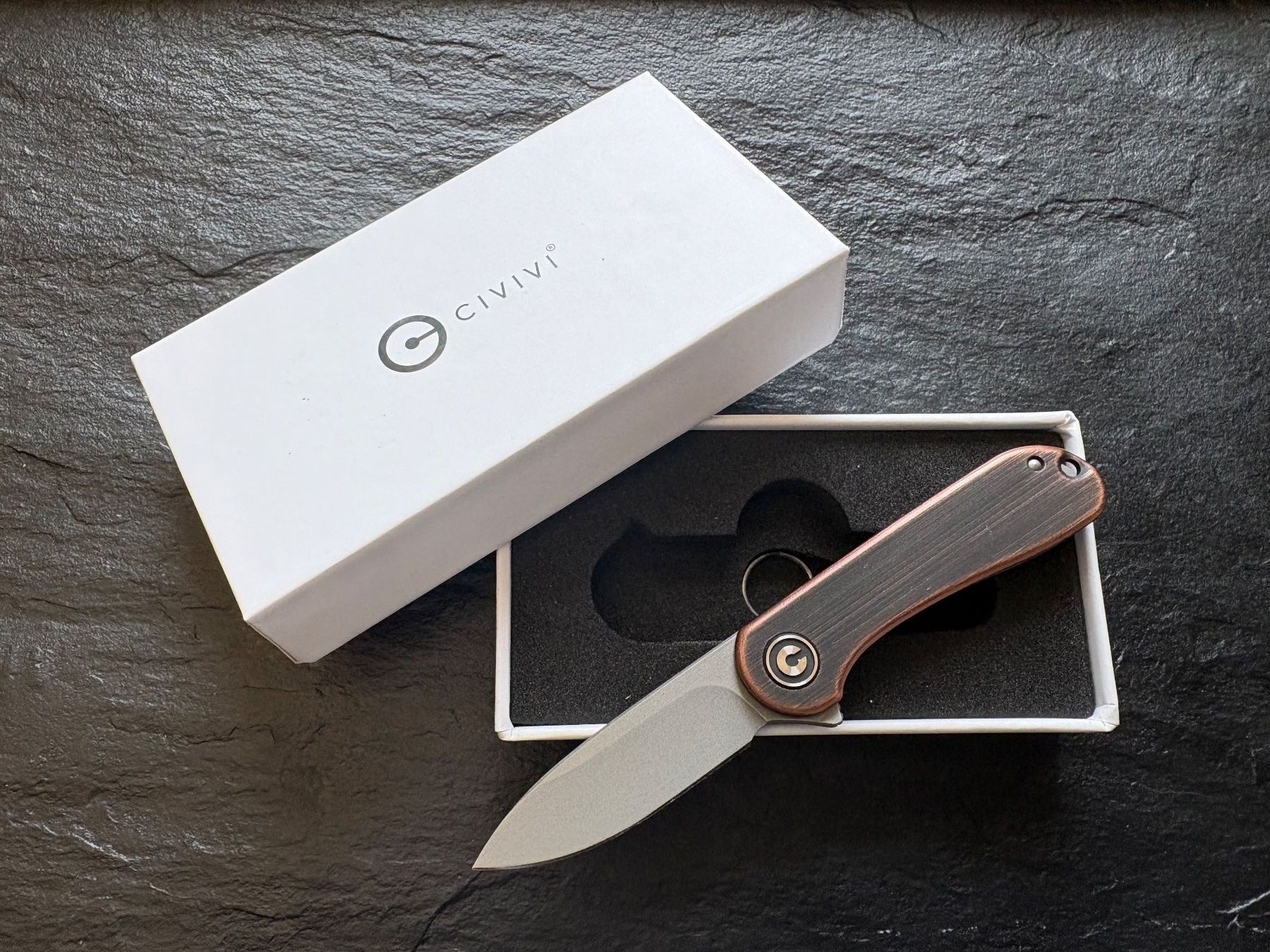 Couteaux de poche: Civivi Mini Elementum Copper & Brass Set D2 mit OVP – Neuf avec emballage d'origine à Männedorf par Rarin67 8