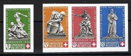 1940, PP BLOCK **, AUSCHNITTE EINZEL + DREIERSTREIFEN