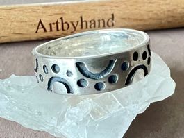 Markanter Silber Bandring  925 im Pop-Art-Design  Gr. 64